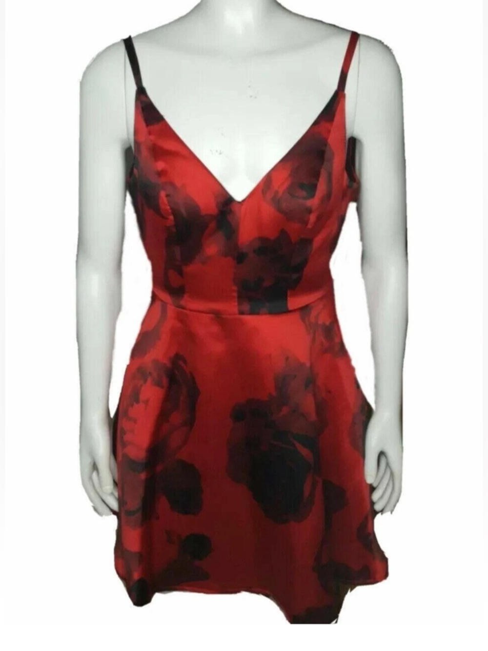 Homecoming Speechless Red and Black Floral V-Neck Mini Dress